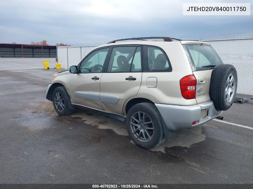 2004 Toyota Rav4 VIN: JTEHD20V840011750 Lot: 40702923