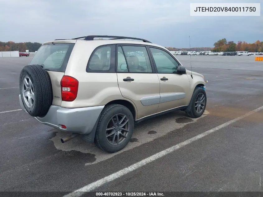 2004 Toyota Rav4 VIN: JTEHD20V840011750 Lot: 40702923