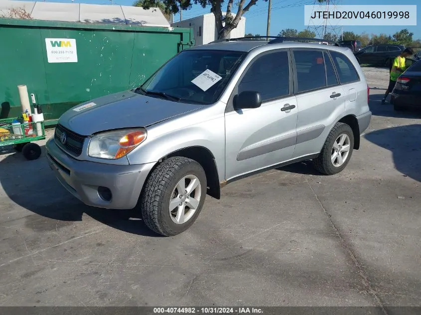 2004 Toyota Rav4 VIN: JTEHD20V046019998 Lot: 40744982