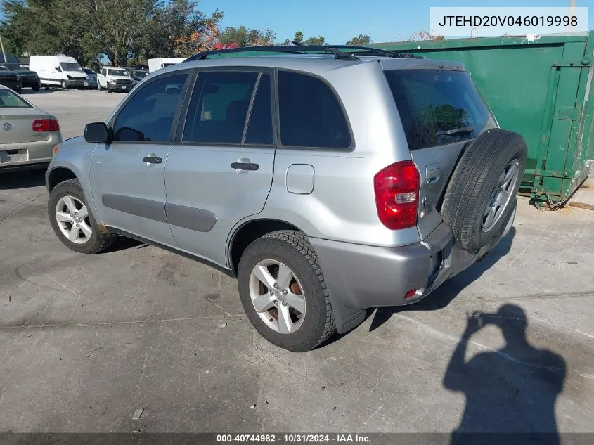 2004 Toyota Rav4 VIN: JTEHD20V046019998 Lot: 40744982