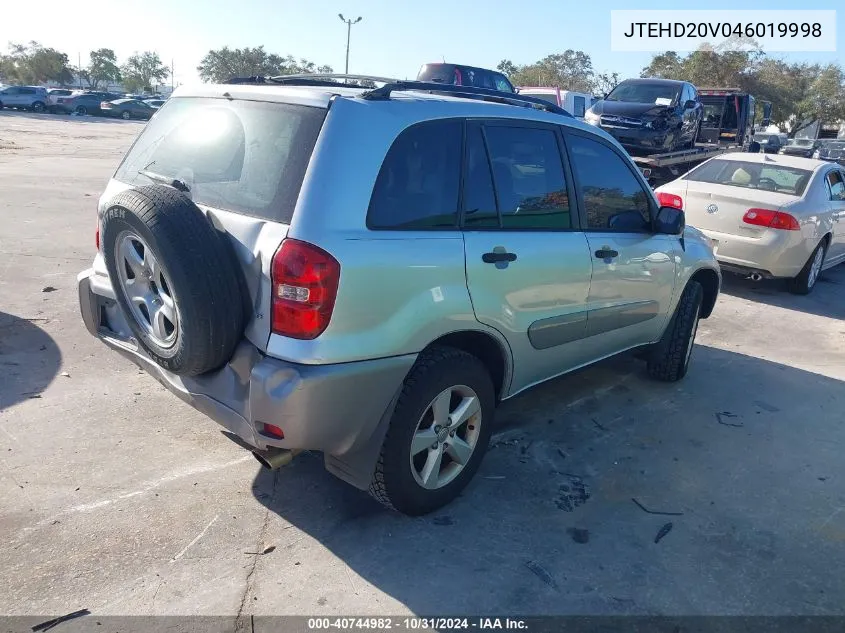 2004 Toyota Rav4 VIN: JTEHD20V046019998 Lot: 40744982