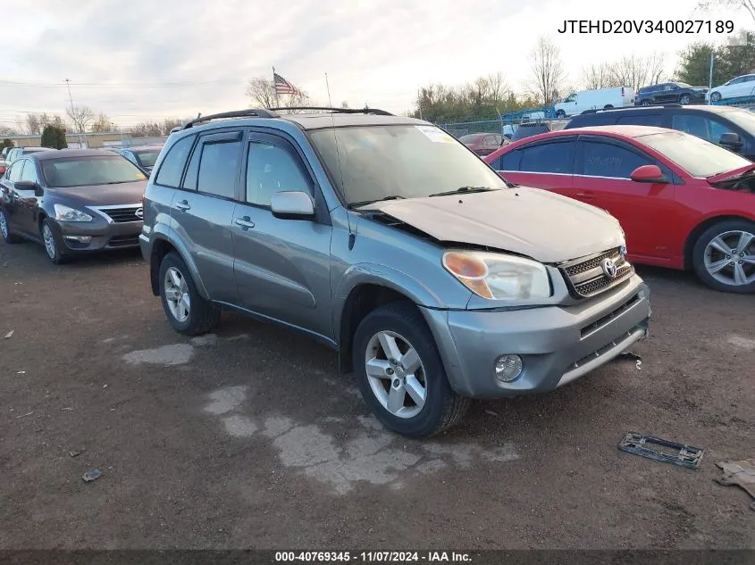 2004 Toyota Rav4 VIN: JTEHD20V340027189 Lot: 40769345