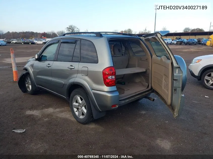 2004 Toyota Rav4 VIN: JTEHD20V340027189 Lot: 40769345