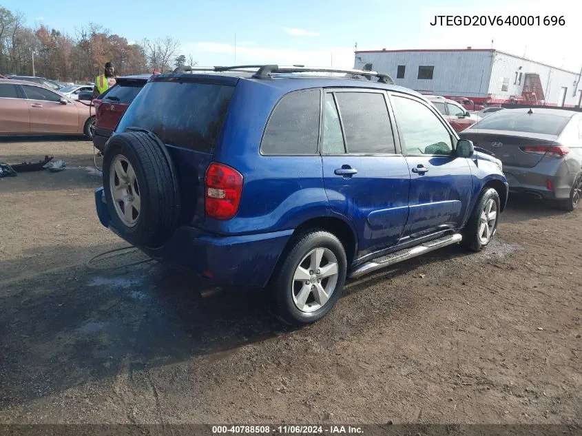 2004 Toyota Rav4 Base (A4) VIN: JTEGD20V640001696 Lot: 40788508