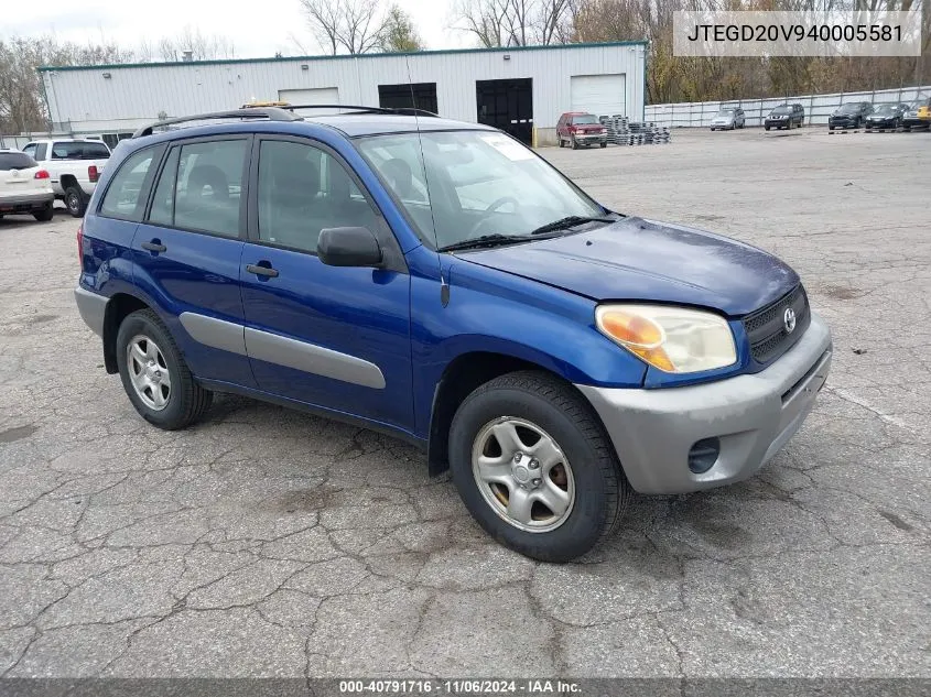 2004 Toyota Rav4 VIN: JTEGD20V940005581 Lot: 40791716