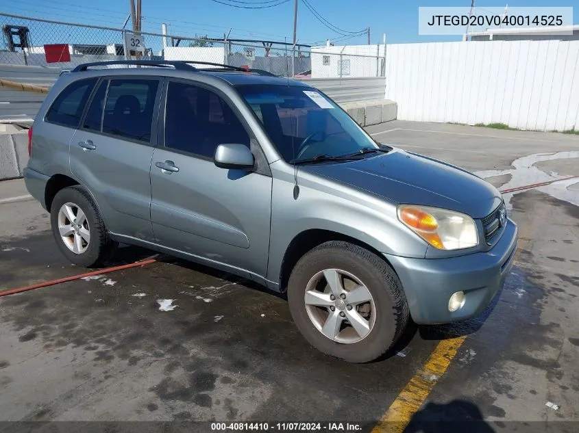 2004 Toyota Rav4 VIN: JTEGD20V040014525 Lot: 40814410