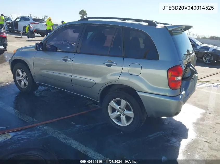 2004 Toyota Rav4 VIN: JTEGD20V040014525 Lot: 40814410