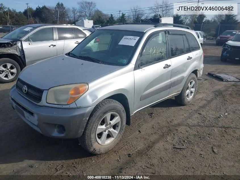 2004 Toyota Rav4 VIN: JTEHD20VX46006482 Lot: 40818238