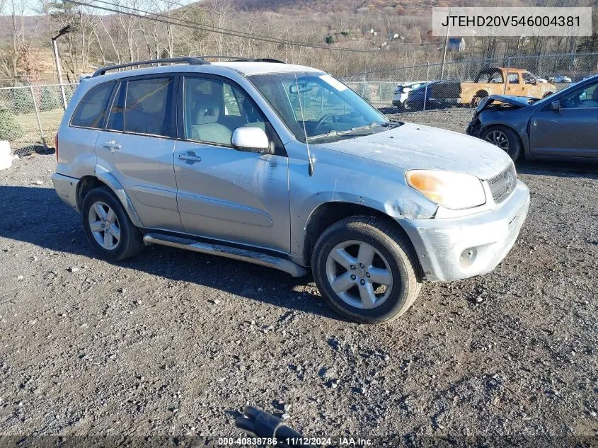 2004 Toyota Rav4 VIN: JTEHD20V546004381 Lot: 40838786