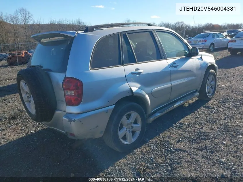 2004 Toyota Rav4 VIN: JTEHD20V546004381 Lot: 40838786