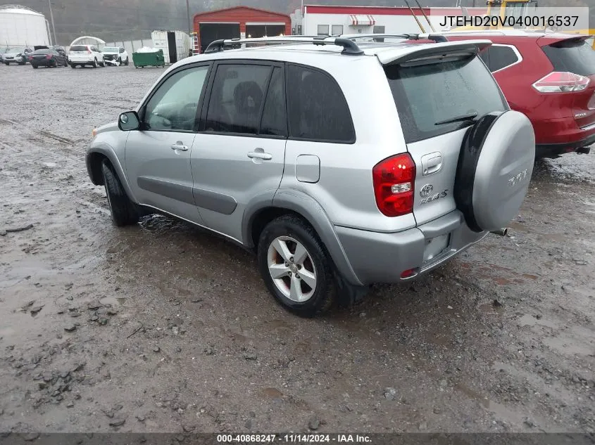 2004 Toyota Rav4 VIN: JTEHD20V040016537 Lot: 40868247