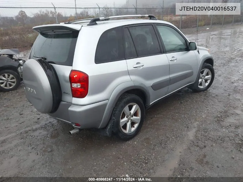 2004 Toyota Rav4 VIN: JTEHD20V040016537 Lot: 40868247