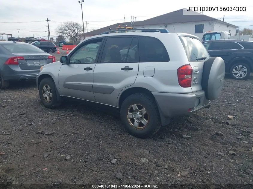 2005 Toyota Rav4 VIN: JTEHD20V156034303 Lot: 40781043