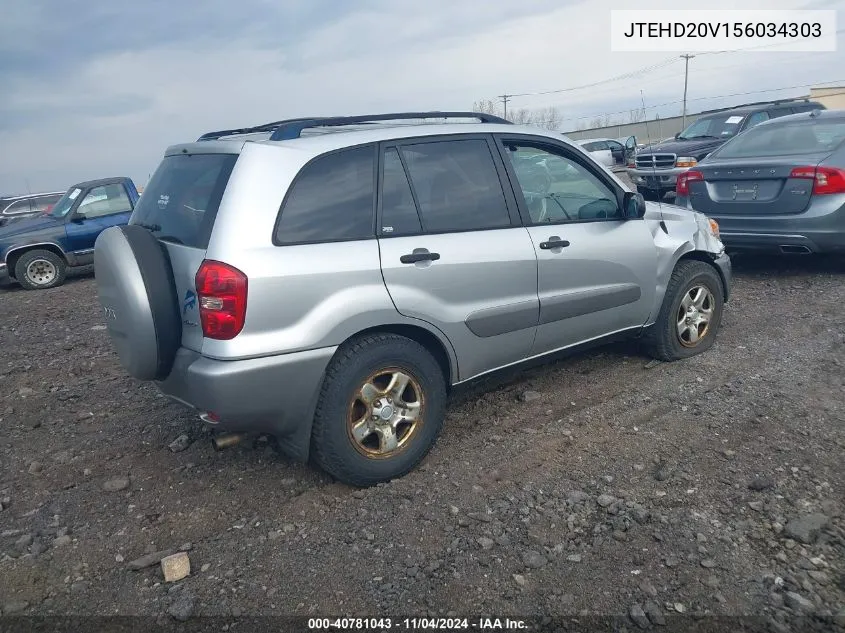 2005 Toyota Rav4 VIN: JTEHD20V156034303 Lot: 40781043