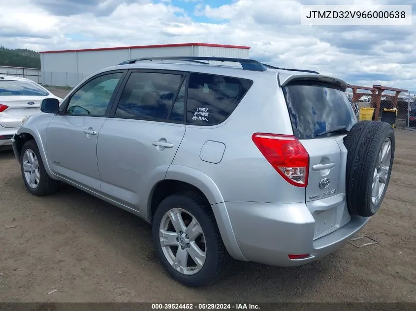 2006 Toyota Rav4 Sport VIN: JTMZD32V966000638 Lot: 39524452