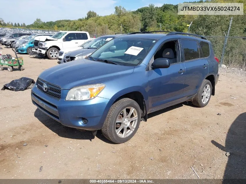 2006 Toyota Rav4 VIN: JTMBD33VX65024274 Lot: 40355464