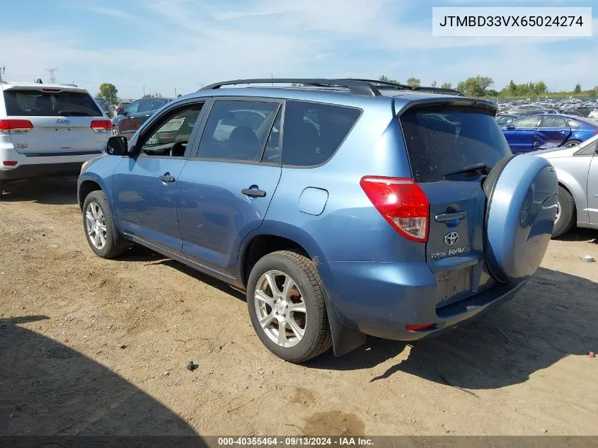 2006 Toyota Rav4 VIN: JTMBD33VX65024274 Lot: 40355464