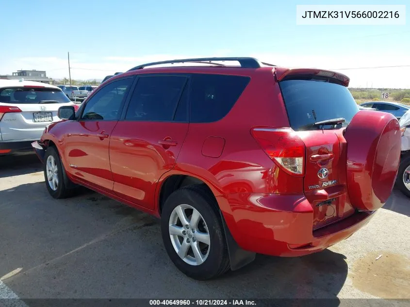 JTMZK31V566002216 2006 Toyota Rav4 Limited V6