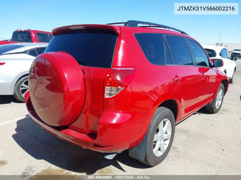 JTMZK31V566002216 2006 Toyota Rav4 Limited V6