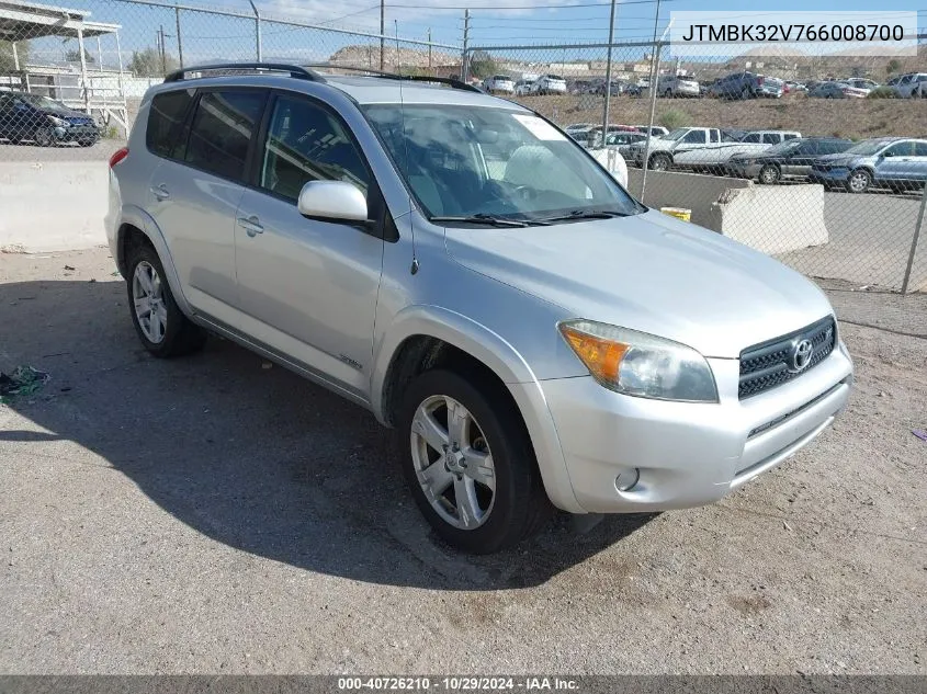 2006 Toyota Rav4 Sport V6 VIN: JTMBK32V766008700 Lot: 40726210