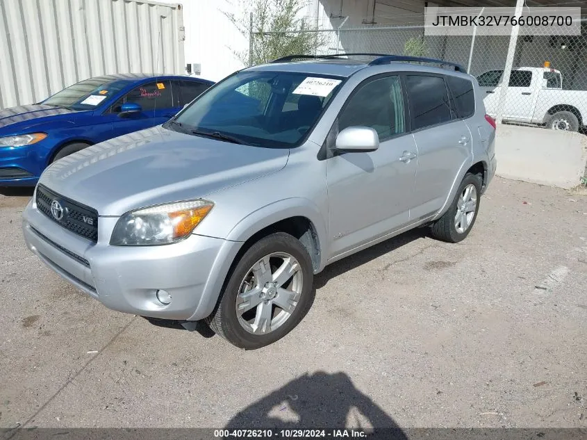 2006 Toyota Rav4 Sport V6 VIN: JTMBK32V766008700 Lot: 40726210