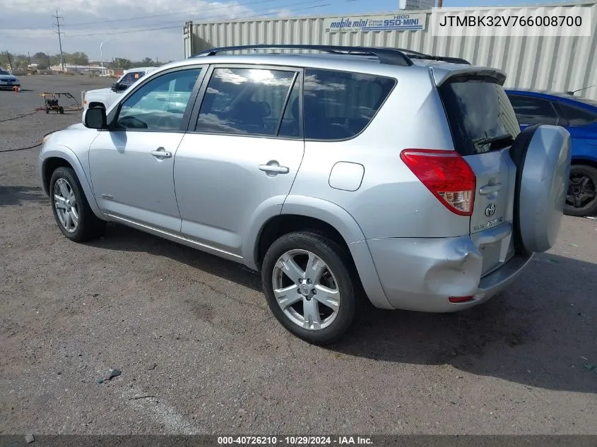 2006 Toyota Rav4 Sport V6 VIN: JTMBK32V766008700 Lot: 40726210