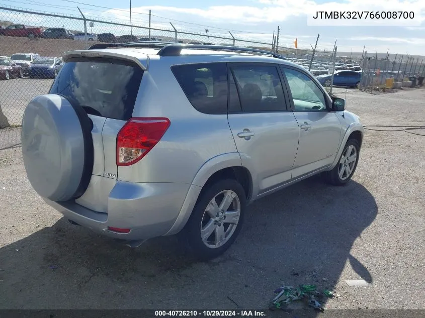 2006 Toyota Rav4 Sport V6 VIN: JTMBK32V766008700 Lot: 40726210