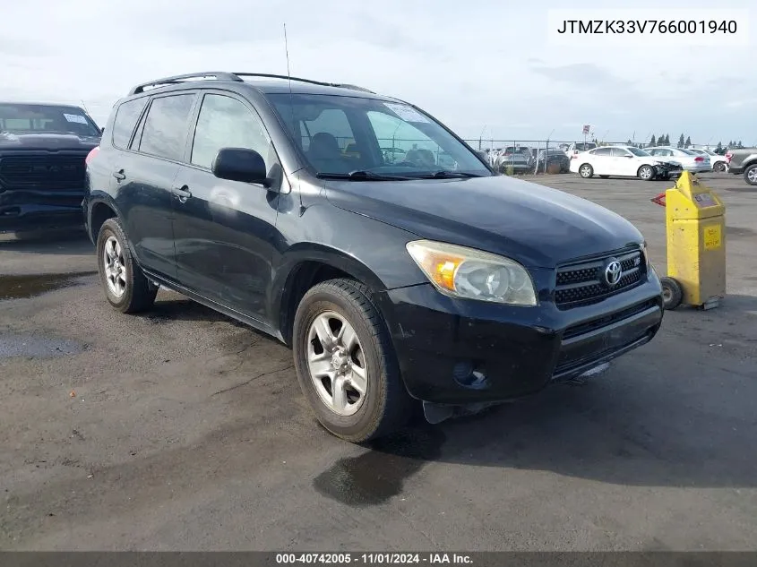 2006 Toyota Rav4 Base V6 VIN: JTMZK33V766001940 Lot: 40742005