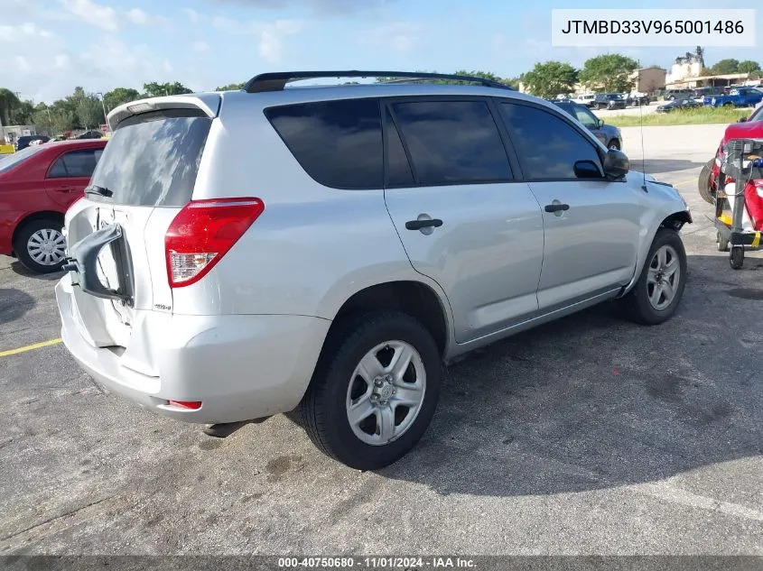 2006 Toyota Rav4 VIN: JTMBD33V965001486 Lot: 40750680