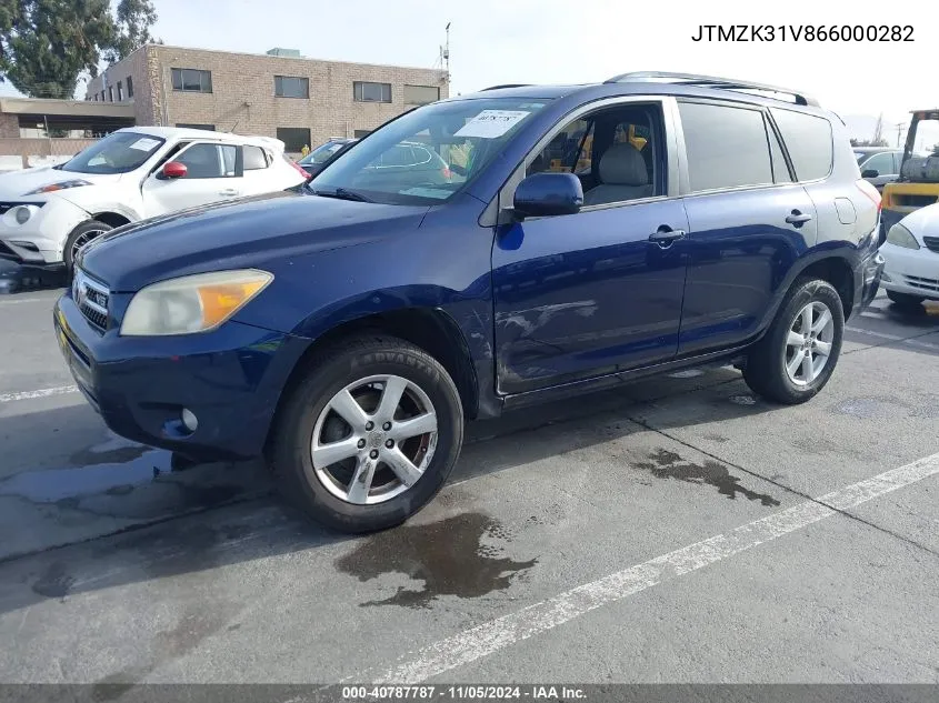 2006 Toyota Rav4 Limited V6 VIN: JTMZK31V866000282 Lot: 40787787