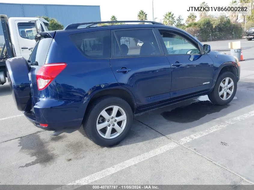 JTMZK31V866000282 2006 Toyota Rav4 Limited V6