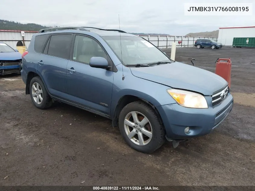 2006 Toyota Rav4 Limited V6 VIN: JTMBK31V766008195 Lot: 40839122