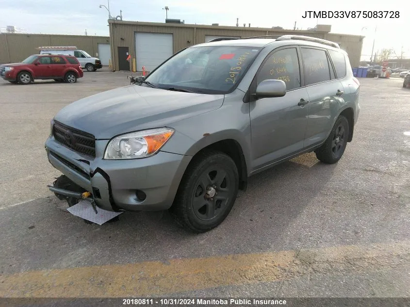 2007 Toyota Rav4 VIN: JTMBD33V875083728 Lot: 20180811