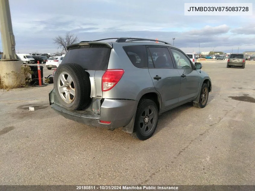 2007 Toyota Rav4 VIN: JTMBD33V875083728 Lot: 20180811