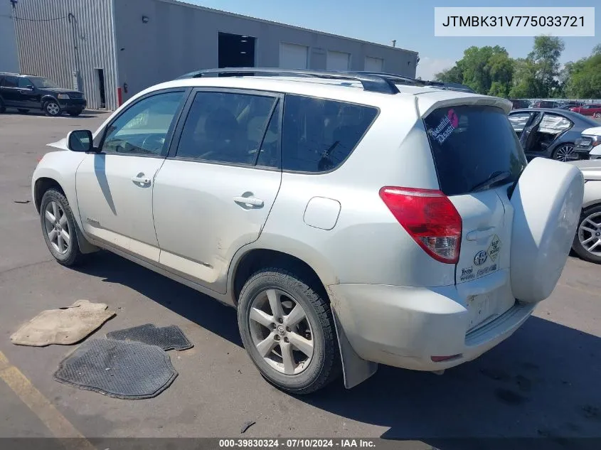 2007 Toyota Rav4 Limited V6 VIN: JTMBK31V775033721 Lot: 39830324