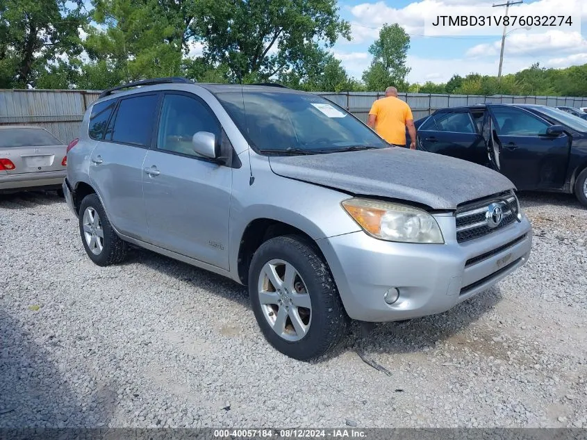 2007 Toyota Rav4 Limited VIN: JTMBD31V876032274 Lot: 40057184