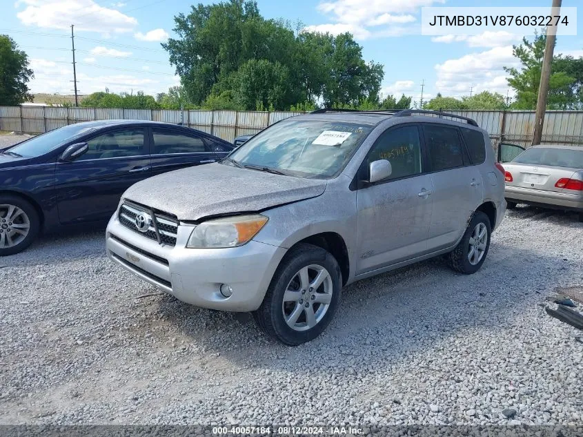 2007 Toyota Rav4 Limited VIN: JTMBD31V876032274 Lot: 40057184