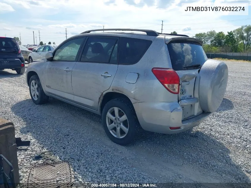 2007 Toyota Rav4 Limited VIN: JTMBD31V876032274 Lot: 40057184