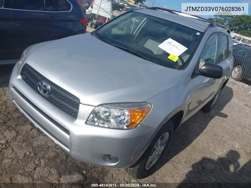 2007 Toyota Rav4 VIN: JTMZD33V076028361 Lot: 40143813