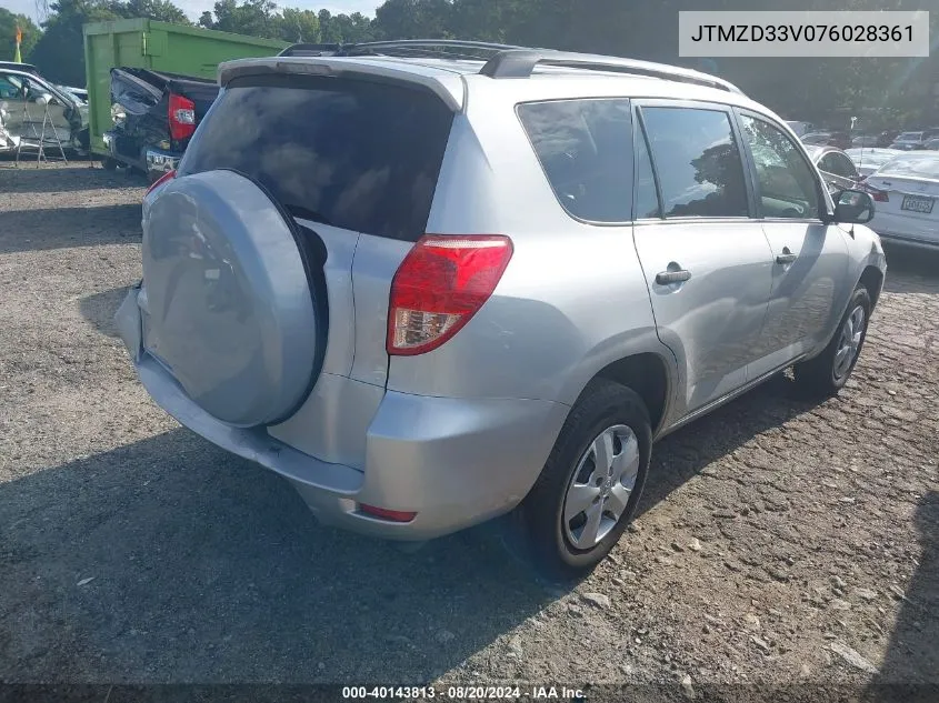 2007 Toyota Rav4 VIN: JTMZD33V076028361 Lot: 40143813