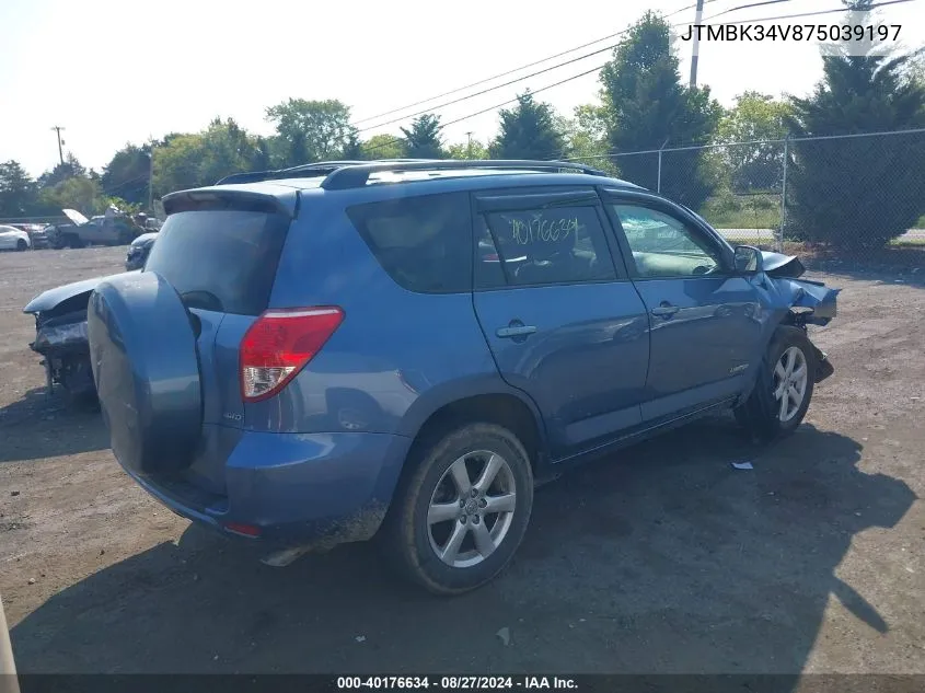 2007 Toyota Rav4 Limited V6 VIN: JTMBK34V875039197 Lot: 40176634