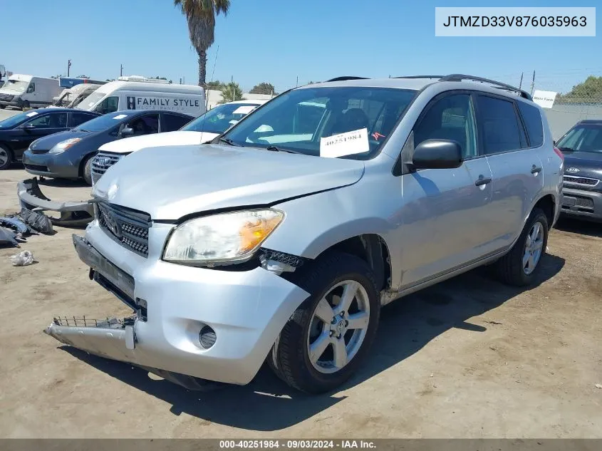 2007 Toyota Rav4 VIN: JTMZD33V876035963 Lot: 40251984