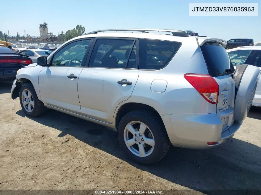 2007 Toyota Rav4 VIN: JTMZD33V876035963 Lot: 40251984