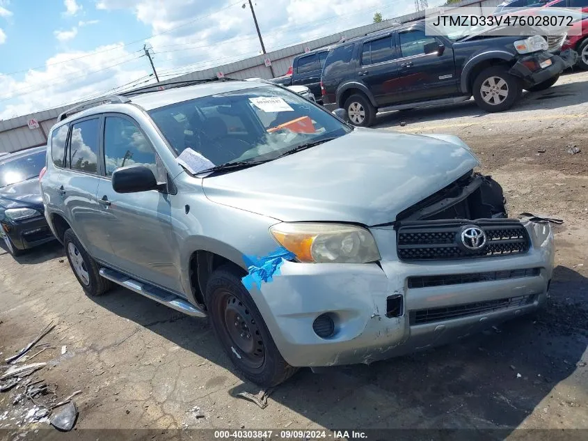 2007 Toyota Rav4 VIN: JTMZD33V476028072 Lot: 40303847