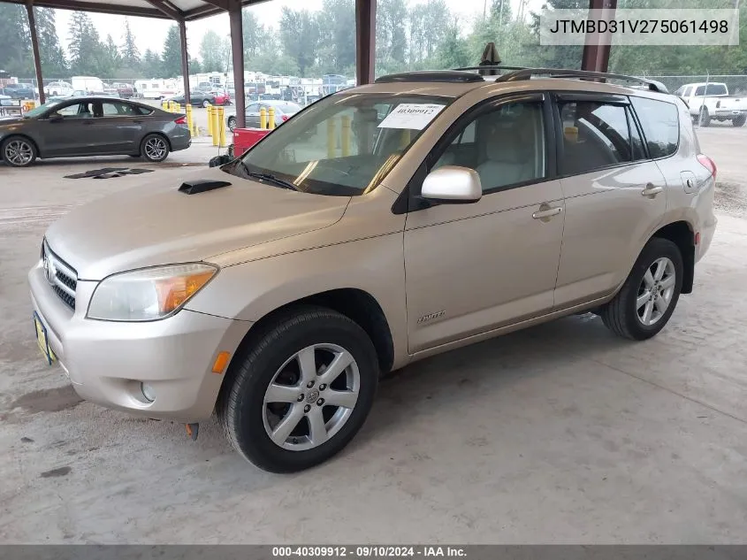 2007 Toyota Rav4 Limited VIN: JTMBD31V275061498 Lot: 40309912