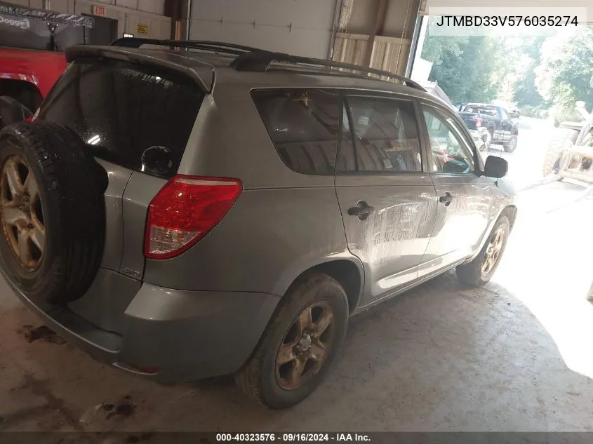 2007 Toyota Rav4 VIN: JTMBD33V576035274 Lot: 40323576