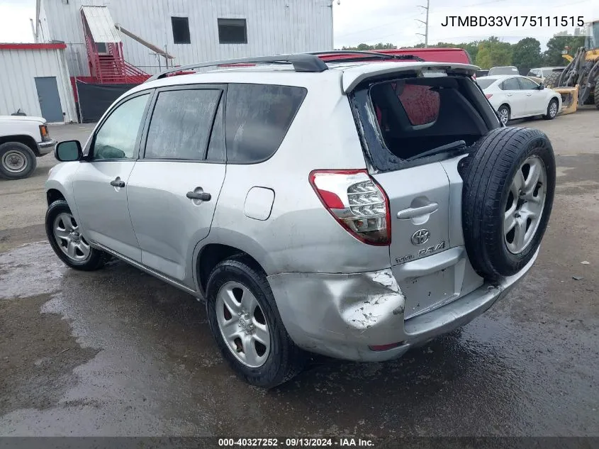 2007 Toyota Rav4 VIN: JTMBD33V175111515 Lot: 40327252