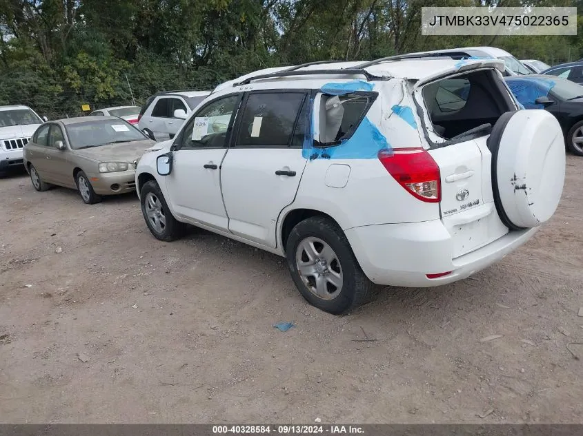 2007 Toyota Rav4 VIN: JTMBK33V475022365 Lot: 40328584