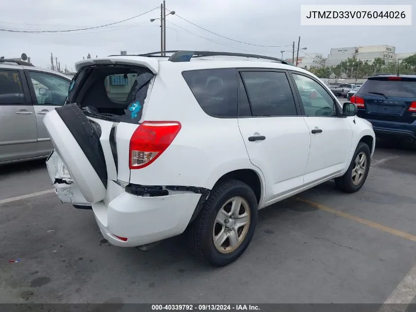 2007 Toyota Rav4 VIN: JTMZD33V076044026 Lot: 40339792