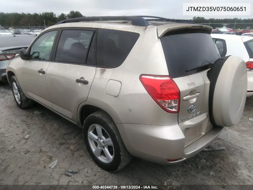 2007 Toyota Rav4 VIN: JTMZD35V075060651 Lot: 40344739